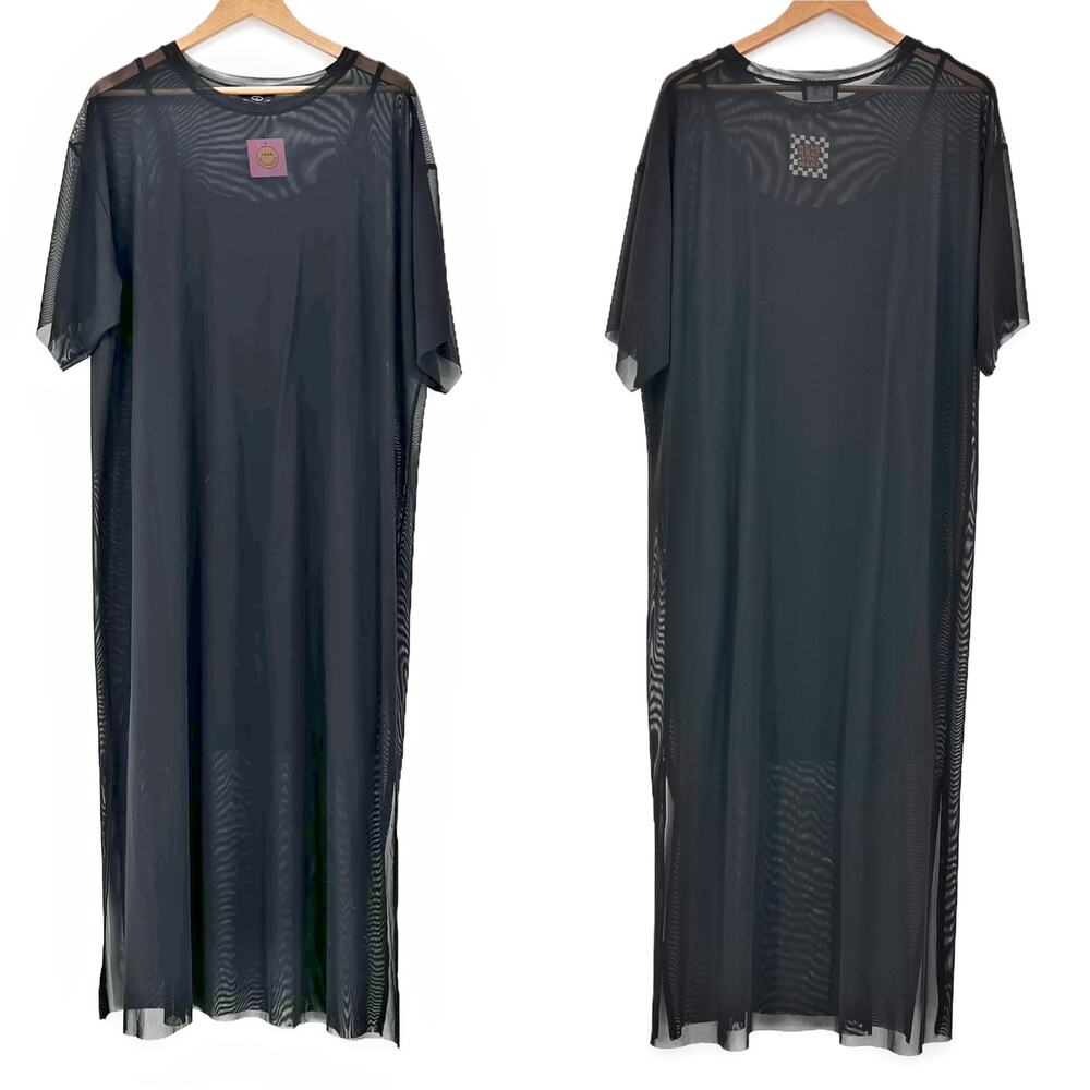 NWT Dressed in LALA Karma Oversized Mesh Dress + Slip Black Large - Picture 6 of 13